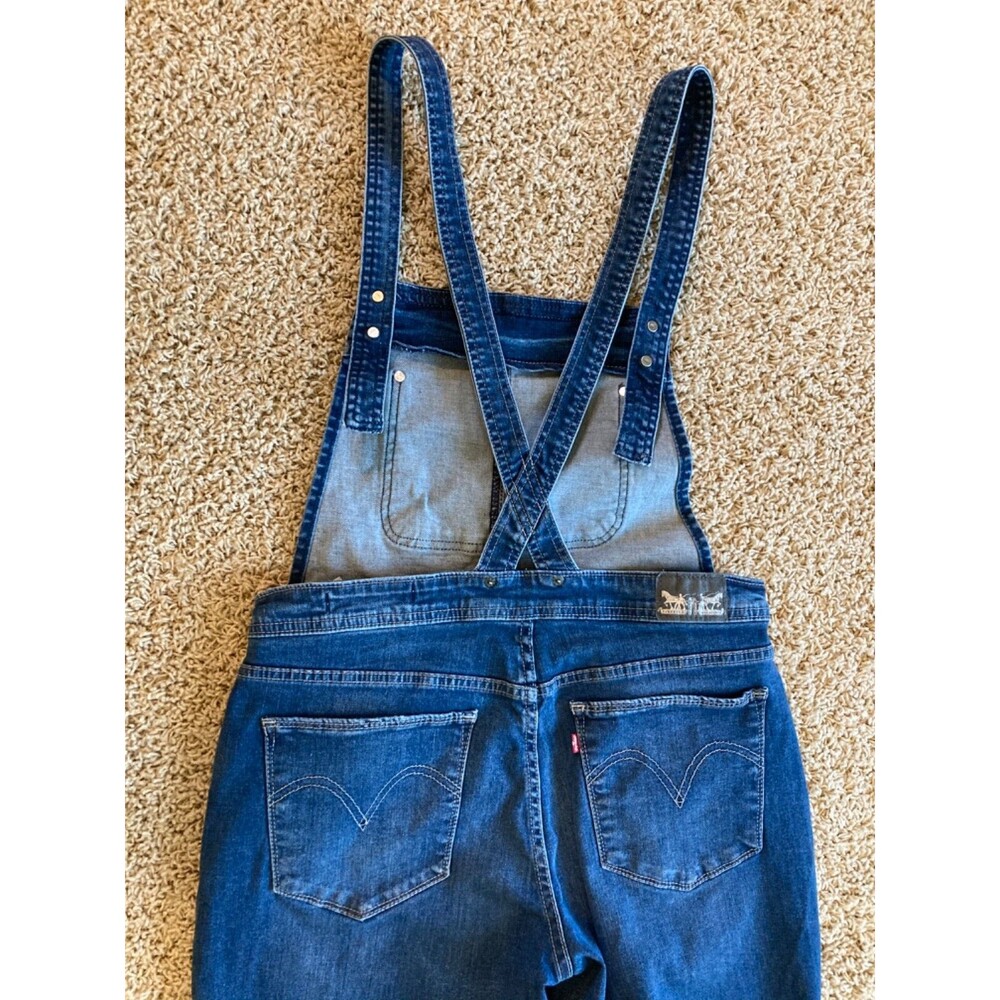 Levi’s Bib Overalls Junior Size 11 Distressed Black Label Roll Cuff Adj Straps - Picture 8 of 12